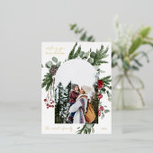 冬の植物フレームの写真 箔シーズンポストカード (立ち正面)