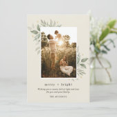 冬の植物メリーの明るい写真クリスマス シーズンカード (スタンド正面)