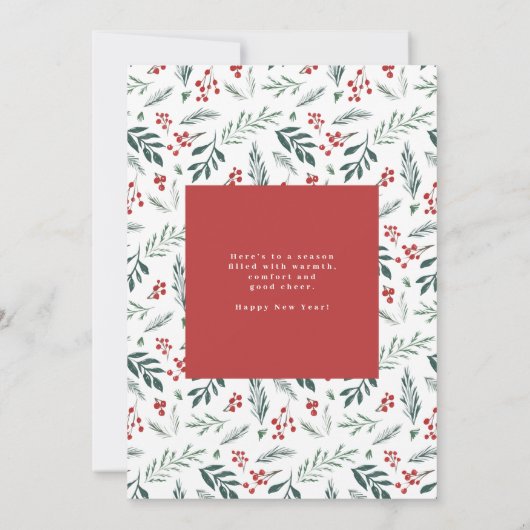 冬の植物モチーフのエレガントなクリスマス写真 (裏面)