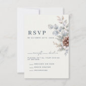 冬の植物モチーフの結婚式 "Winter Botanical" | 出欠カード (正面)