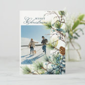 冬の植物写真カスタムメリークリスマス シーズンカード (スタンド正面)