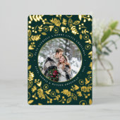 冬の植物写真金ゴールド 箔シーズンカード (立ち正面)