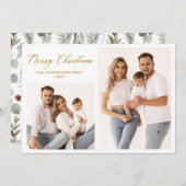 冬の植物台本2フォトコラージクリスマス シーズンカード (正面/裏面)