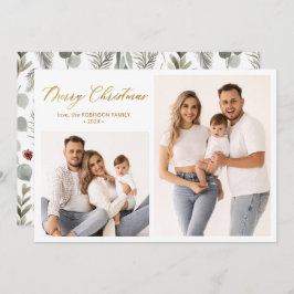 冬の植物台本2フォトコラージクリスマス シーズンカード