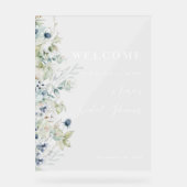 冬の植物境界ブライダルシャワーウェルカム アクリルサイン (正面)