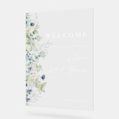 冬の植物境界ブライダルシャワーウェルカム アクリルサイン (傾斜)