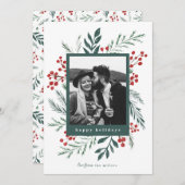 冬の植物学のエレガントクリスマス写真 (正面/裏面)