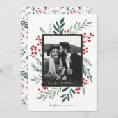 冬の植物学のエレガントクリスマス写真 (正面/裏面)