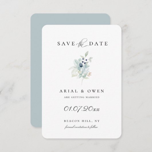 冬の植物学の日付を保存 案内状 (正面/裏面)