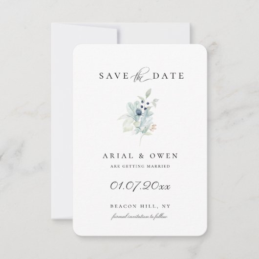 冬の植物学の日付を保存 案内状 (正面)