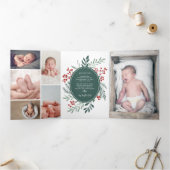 冬の植物学エレガントのクリスマス数々の写真 三つ折り招待状 (内部)