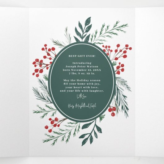 冬の植物学エレガントのクリスマス数々の写真 三つ折り招待状 (内部中)