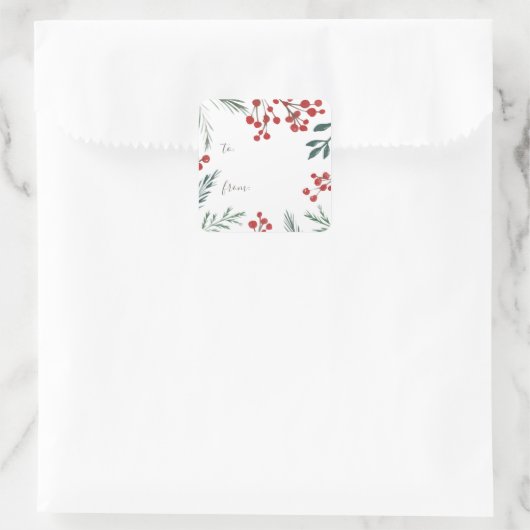 冬の植物学エレガント休暇クリスマスプレゼント スクエアシール (バッグ)