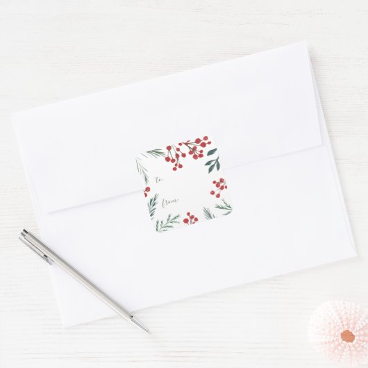 冬の植物学エレガント休暇クリスマスプレゼント スクエアシール (封筒)