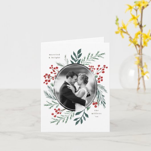 冬の植物学エレガント結婚したの祝日写真 カード (黄色い花)