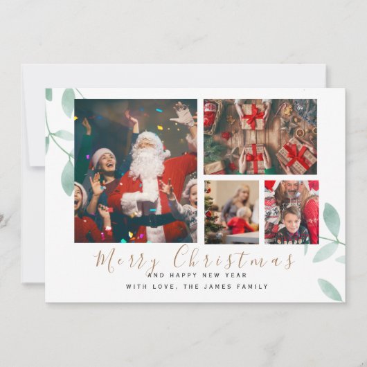 冬の植物学エレガント4写真のクリスマス シーズンカード (正面)
