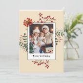 冬の植物学クリスマスフォトベージュ シーズンカード (スタンド正面)