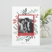 冬の植物学クリスマスフォトレッド シーズンカード (スタンド正面)