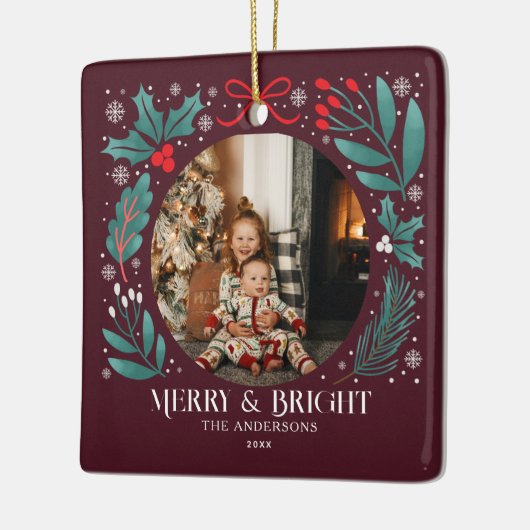冬の植物学クリスマスフォト セラミックオーナメント (左)
