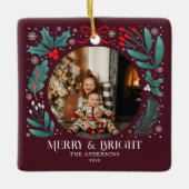 冬の植物学クリスマスフォト セラミックオーナメント (正面)