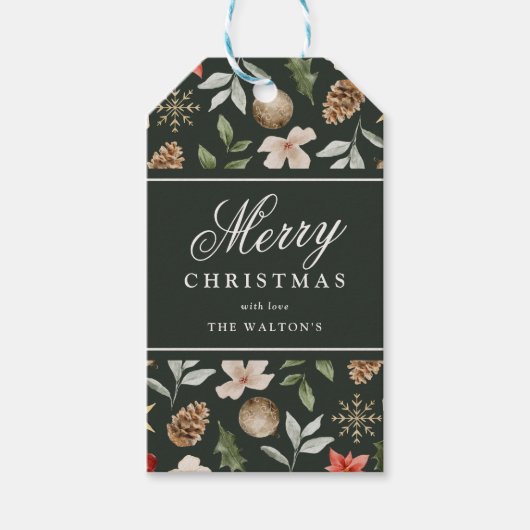 冬の植物学フェスティバルメリークリスマス ギフトタグ (正面)
