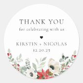 冬の植物学フローラ結婚の感謝 ラウンドシール (正面)