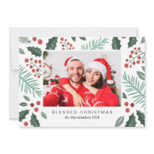 冬の植物学メリークリスマスフォトレッド