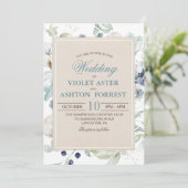 冬の植物学的な花の結婚式の招待状 招待状 (スタンド正面)