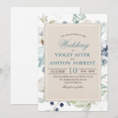 冬の植物学的な花の結婚式の招待状 招待状 (正面/裏面)