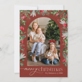 冬の植物性アーチブルゴーニュのメリークリスマス シーズンカード (正面)