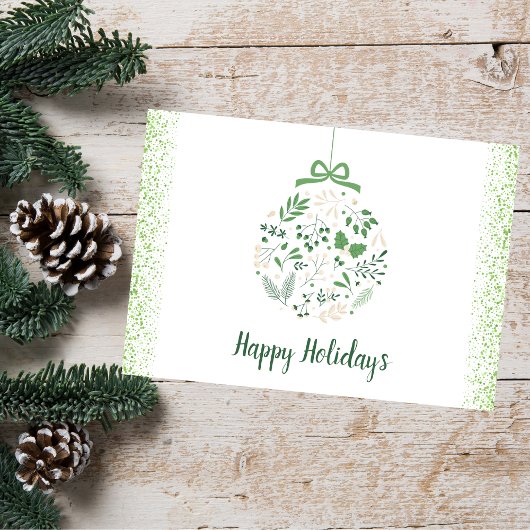 冬の植物性クリスマスグリーンホリデーカード シーズンカード