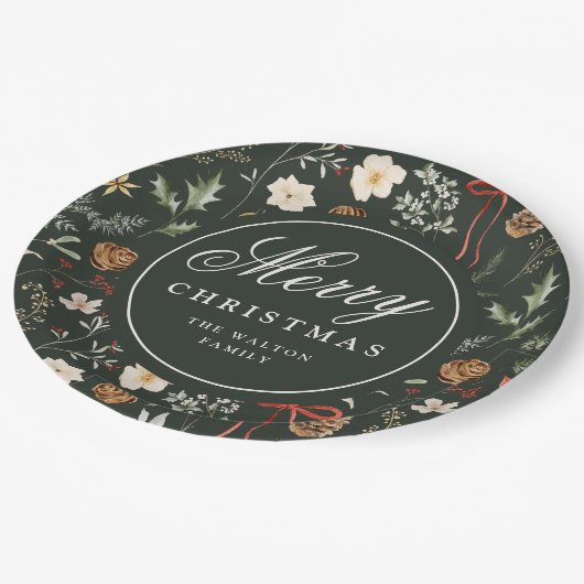 冬の植物性フェスティバルクリスマスパーソナライズされた ペーパープレート (アングル)