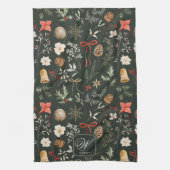 冬の植物性フェスティバルクリスマスモノグラム キッチンタオル (縦)