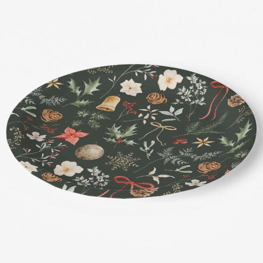 冬の植物性フェスティバルクリスマス ペーパープレート (アングル)