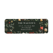 冬の植物性フェスティバル差出人住所クリスマス ラベル (正面)