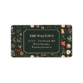 冬の植物性フェスティバル差出人住所クリスマス ラベル (正面)