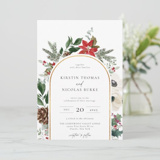 冬の植物性フローラアーチフレ結婚ーム 招待状 (スタンド正面)
