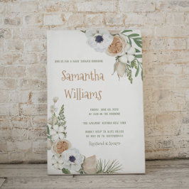 冬の植物性フローラコットンベビーシャワー 招待状