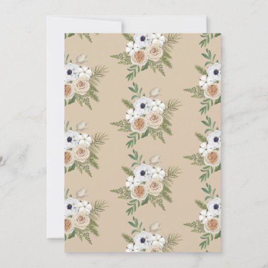 冬の植物性フローラコットンベビーシャワー 招待状 (裏面)