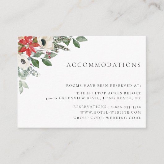 冬の植物性フローラ結婚の宿泊施設 エンクロージャーカード (正面)