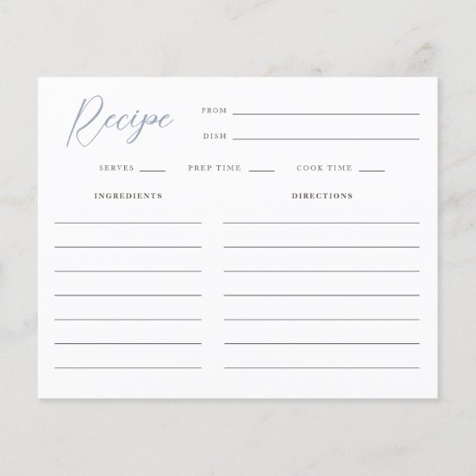 冬の植物性ブライダルシャワーレシピカード (正面)