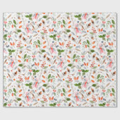 冬の植物性ホリーとベリー ラッピングペーパー (フラット)