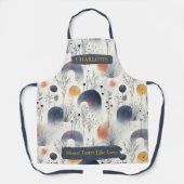 冬の植物性抽象芸術エプロンと名前をカスタムする エプロン (正面)