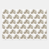 冬の植物水色赤面ピンクフローラ ラッピングペーパーシート (正面)