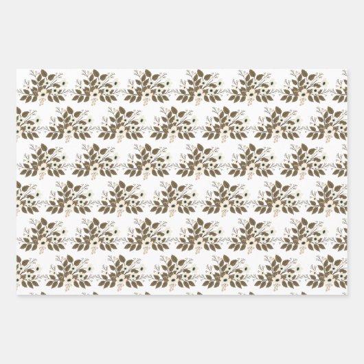 冬の植物水色赤面ピンクフローラ ラッピングペーパーシート (正面)