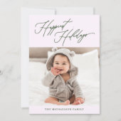 冬の植物紫色の幸せな休日の写真 シーズンカード (正面)