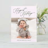 冬の植物紫色の幸せな休日の写真 シーズンカード (スタンド正面)