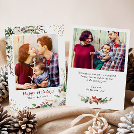 冬の植物緑のアイボリーフローラクリスマス シーズンカード