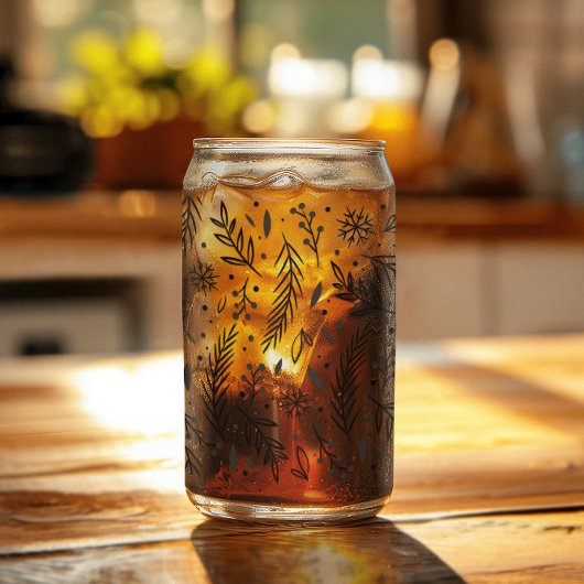 冬の植物缶ガラス ガラス缶