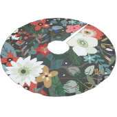 冬の植物花フローラクリスマスホリデー ブラッシュドポリエステルツリースカート (アングル)